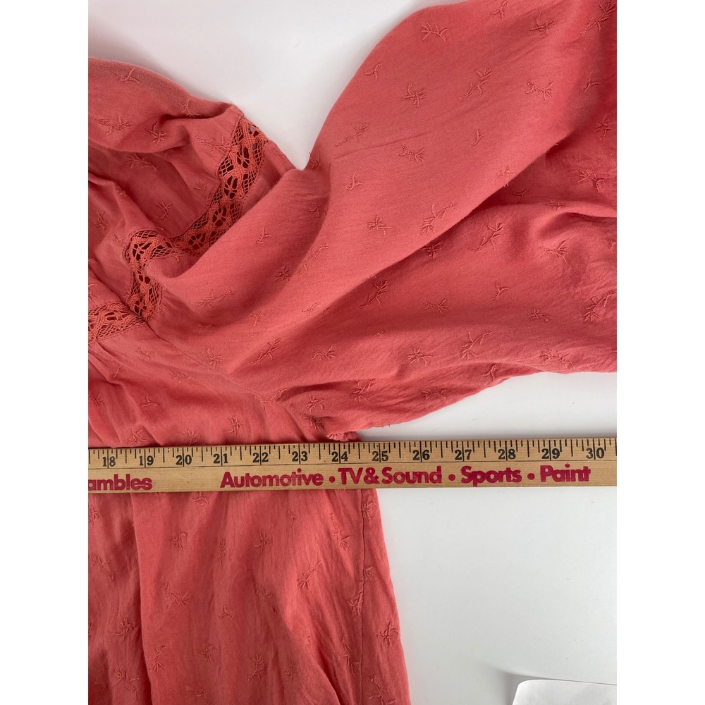 Old Navy Blouse Women XXL Terracotta Boho Crochet Lace Embroidered Peasant Artsy - Picture 9 of 11
